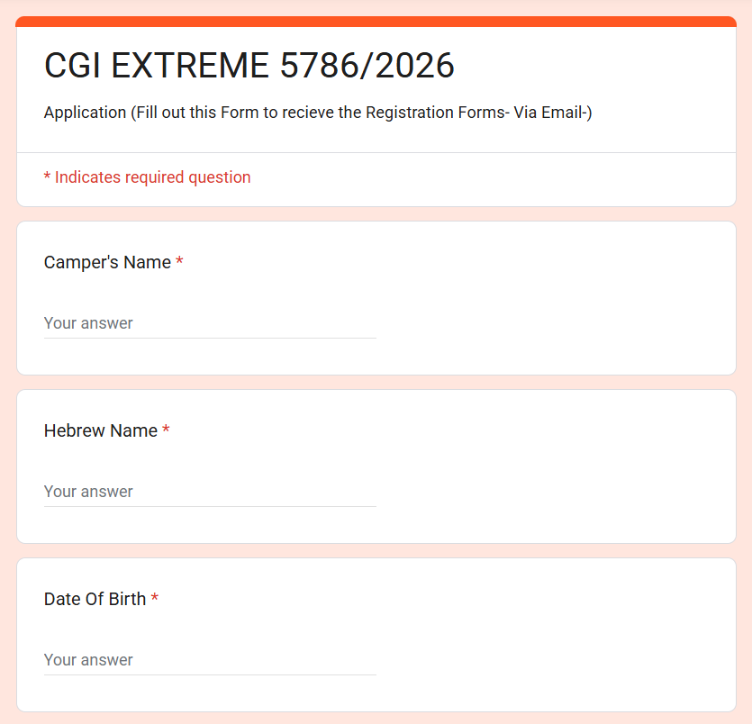 Google Forms Application Preview